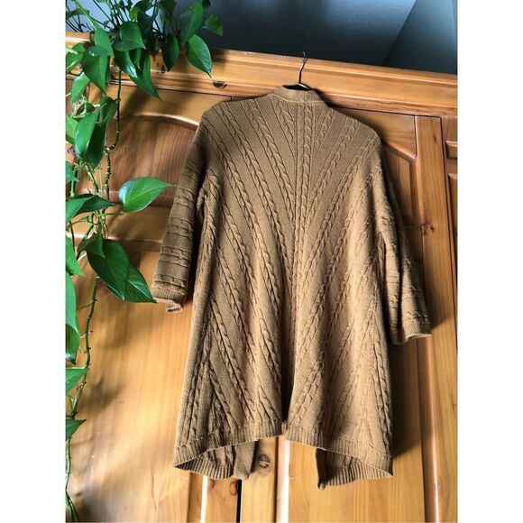 J Jill Open Front Cable Knit Boho Cardigan Size M - Picture 9 of 12